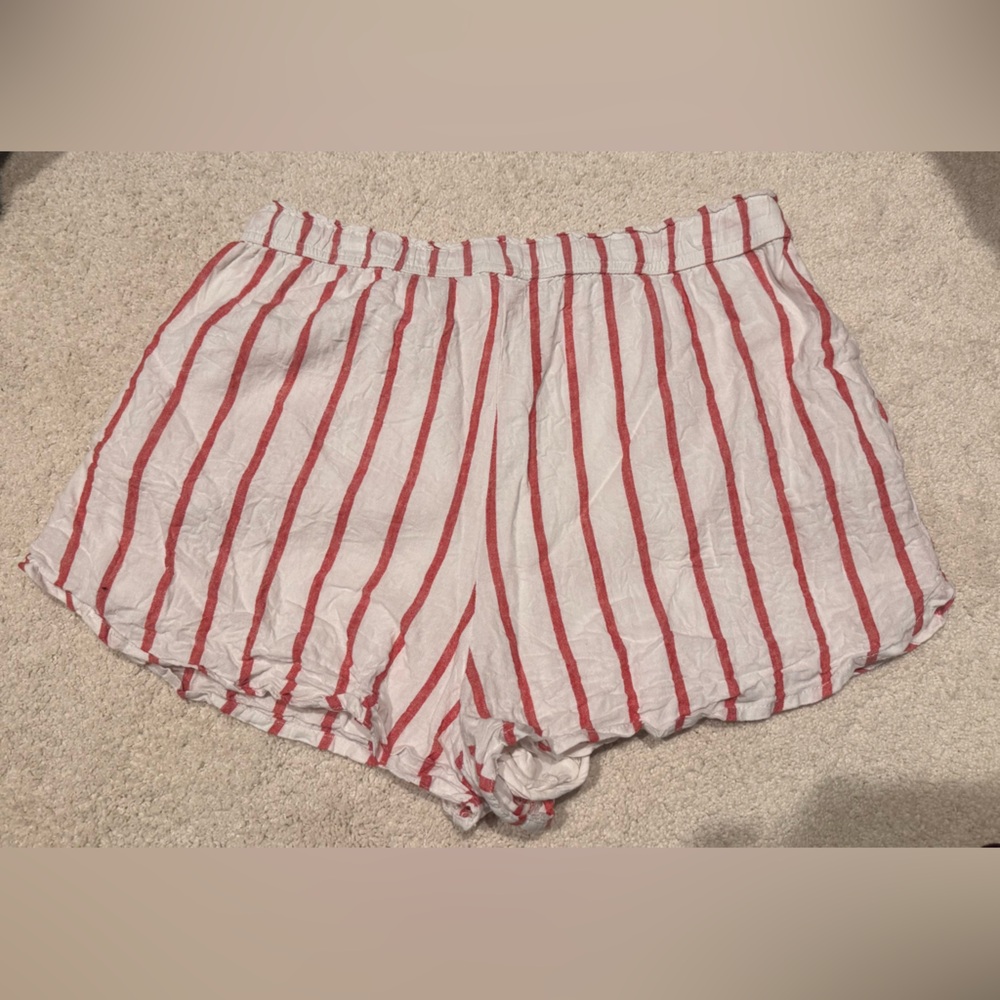 Z Supply Red Perfect Linen Striped Shorts - Picture 3 of 6